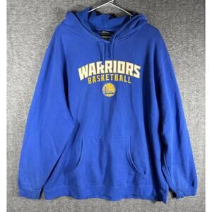 Y2K Adidas Golden State Warriors Blue Pullover Hooded Sweatshirt NBA 2XL